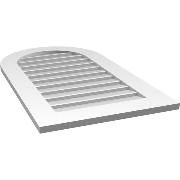 Ekena Millwork Round Top Surface Mount PVC Gable Vent: Non-Functional, w/ 3-1/2"W x 1"P Standard Frame, 22"W x 38"H - GVPRT22X3801SN