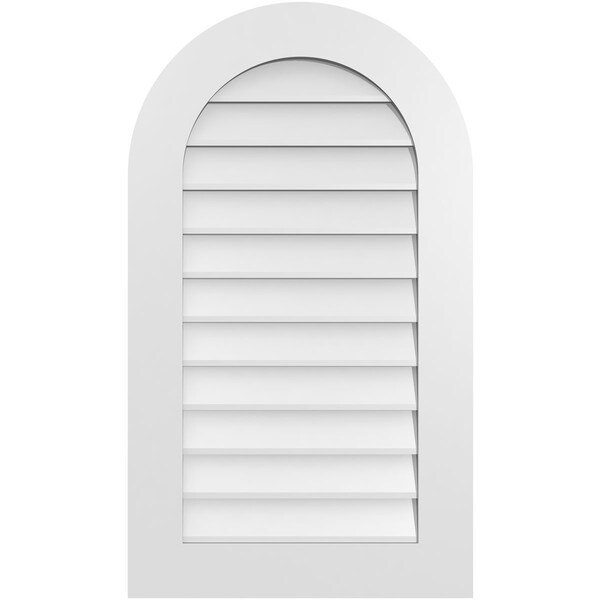 Ekena Millwork Round Top Surface Mount PVC Gable Vent: Non-Functional, w/ 3-1/2"W x 1"P Standard Frame, 22"W x 38"H - GVPRT22X3801SN