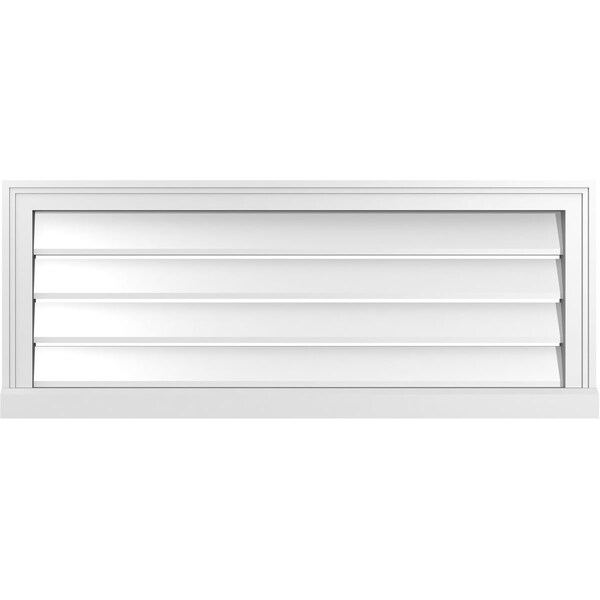 Ekena Millwork Vertical Surface Mount PVC Gable Vent: Functional, w/ 2"W x 2"P Brickmould Sill Frame, 40"W x 16"H - GVPVE40X1603SF