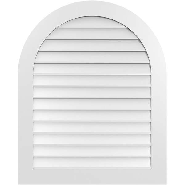 Ekena Millwork Round Top Surface Mount PVC Gable Vent: Non-Functional, w/ 3-1/2"W x 1"P Standard Frame, 34"W x 42"H - GVPRT34X4201SN