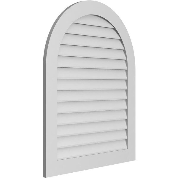 Ekena Millwork Round Top Surface Mount PVC Gable Vent: Non-Functional, w/ 3-1/2"W x 1"P Standard Frame, 34"W x 42"H - GVPRT34X4201SN