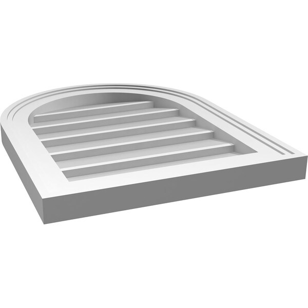 Ekena Millwork Round Top Surface Mount PVC Gable Vent w/ 2"W x 1-1/2"P Brickmould Frame, 16"W x 20"H - GVPRT16X2002SN