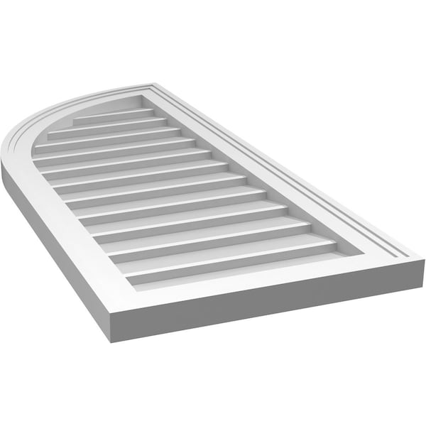 Ekena Millwork Quarter Round Top Left Surface Mount PVC Gable Vent w/ 2"W x 1-1/2"P Brickmould Frame, 16"W x 36"H - GVPQL16X3602SN