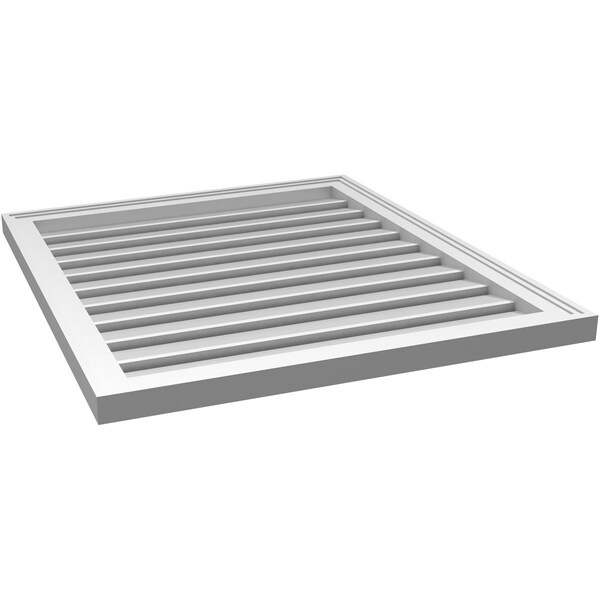 Ekena Millwork Vertical Surface Mount PVC Gable Vent: Functional, w/ 2"W x 1-1/2"P Brickmould Frame, 28"W x 32"H - GVPVE28X3202SF