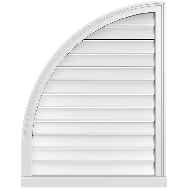 Ekena Millwork Quarter Round Top Left Surface Mount PVC Gable Vent w/ 2"W x 2"P Brickmould Sill Frame, 28"W x 36"H - GVPQL28X3603SF