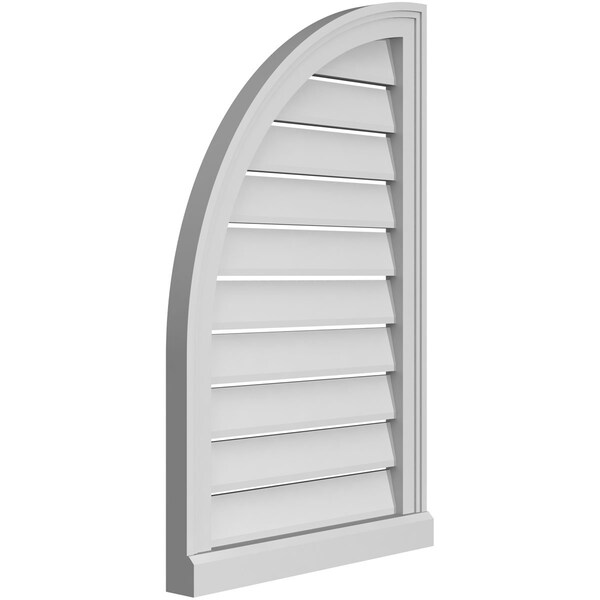Ekena Millwork Quarter Round Top Left Surface Mount PVC Gable Vent w/ 2"W x 2"P Brickmould Sill Frame, 20"W x 32"H - GVPQL20X3203SF