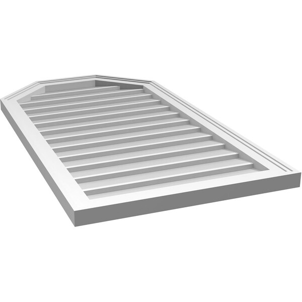 Ekena Millwork Octagonal Top Surface Mount PVC Gable Vent w/ 2"W x 1-1/2"P Brickmould Frame, 22"W x 40"H - GVPOT22X4002SN