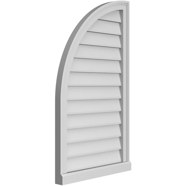 Ekena Millwork Quarter Round Top Left Surface Mount PVC Gable Vent w/ 2"W x 2"P Brickmould Sill Frame, 22"W x 38"H - GVPQL22X3803SN