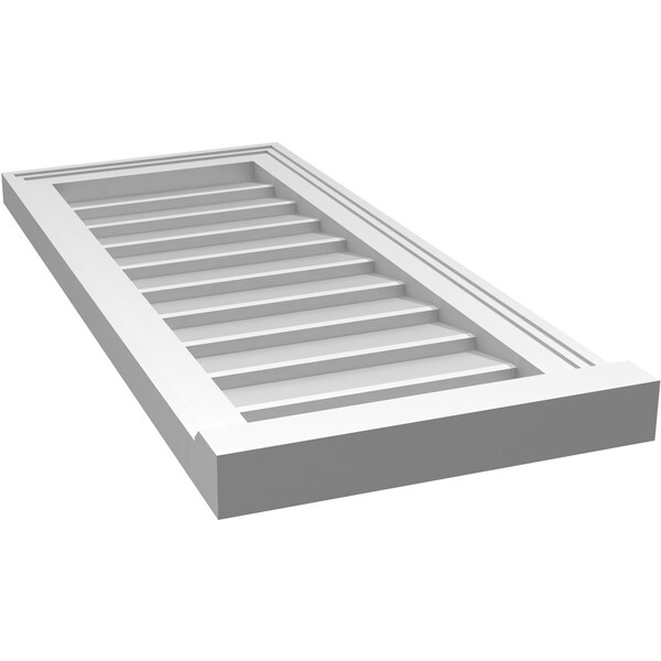 Ekena Millwork Vertical Surface Mount PVC Gable Vent w/ 2"W x 2"H , Brickmould Sill Frame, 14"W x 32"H - GVPVE14X3203SN