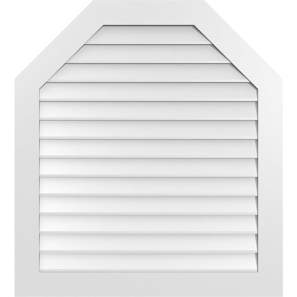 Ekena Millwork Octagonal Top Surface Mount PVC Gable Vent w/ 3-1/2"W x 1"P Standard Frame, 38"W x 42"H - GVPOT38X4201SN