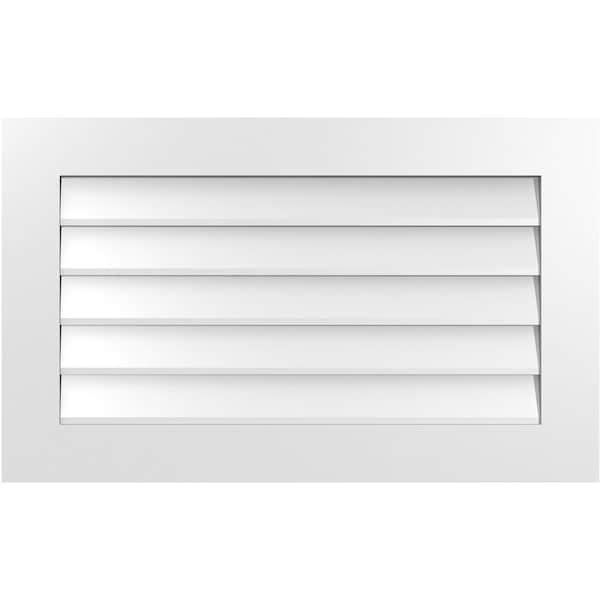 Ekena Millwork Vertical Surface Mount PVC Gable Vent: Non-Functional, w/3-1/2"W x 1"H, Standard Frame, 36"W x 22"H - GVPVE36X2201SN