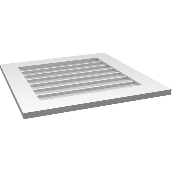 Ekena Millwork Vertical Surface Mount PVC Gable Vent: Non-Functional, w/ 3-1/2"W x 1"P Standard Frame, 26"W x 26"H - GVPVE26X2601SN