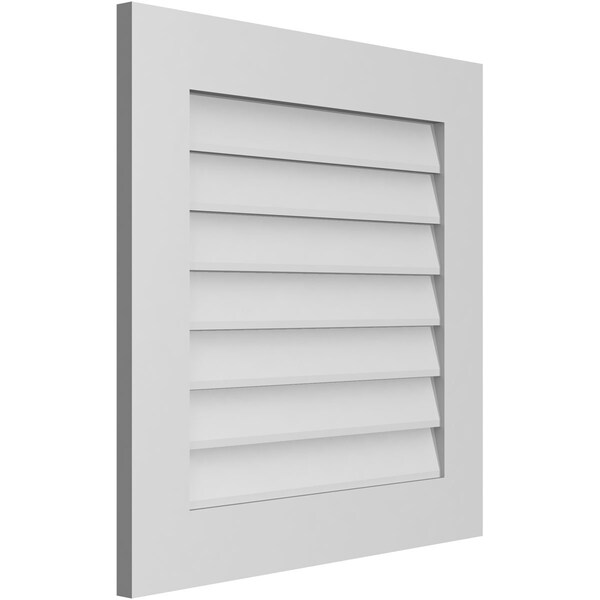Ekena Millwork Vertical Surface Mount PVC Gable Vent: Non-Functional, w/ 3-1/2"W x 1"P Standard Frame, 26"W x 26"H - GVPVE26X2601SN