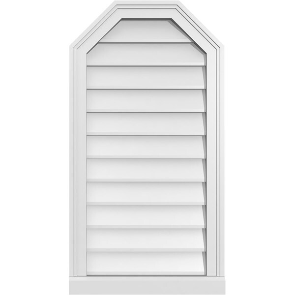 Ekena Millwork Octagonal Top Surface Mount PVC Gable Vent w/ 2"W x 2"P Brickmould Sill Frame, 18"W x 34"H - GVPOT18X3403SN
