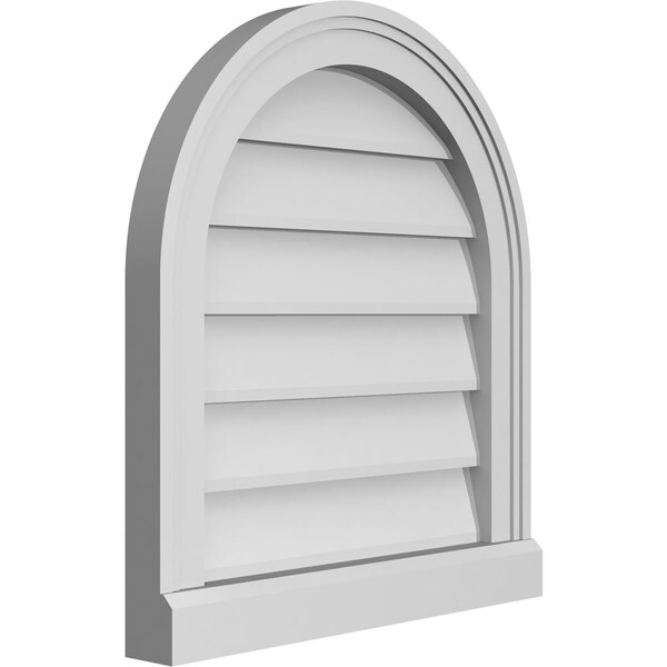 Ekena Millwork Round Top Surface Mount PVC Gable Vent w/ 2"W x 2"P Brickmould Sill Frame, 18"W x 20"H - GVPRT18X2003SN