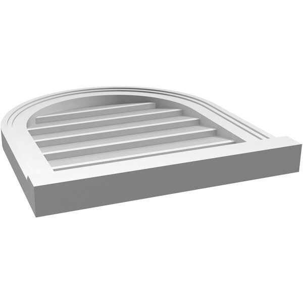 Ekena Millwork Round Top Surface Mount PVC Gable Vent w/ 2"W x 2"P Brickmould Sill Frame, 18"W x 20"H - GVPRT18X2003SN