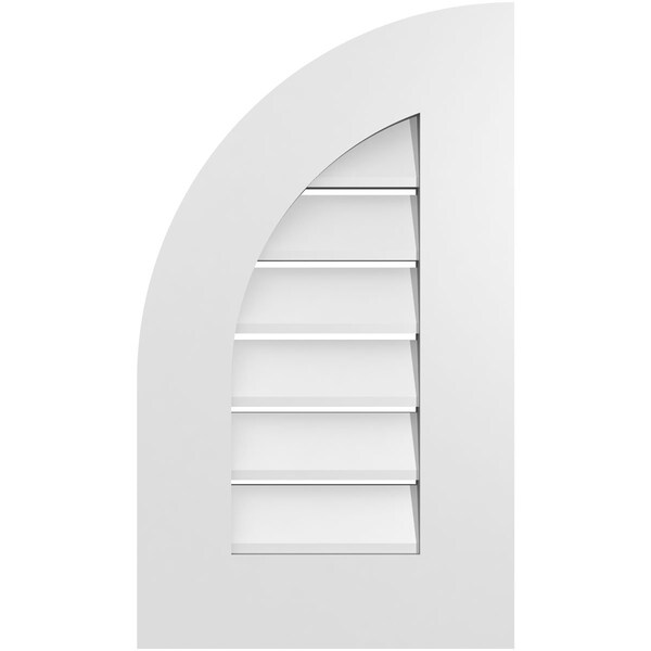 Ekena Millwork Quarter Round Top Left Surface Mount PVC Gable Vent w/ 3-1/2"W x 1"P Standard Frame, 14"W x 24"H - GVPQL14X2401SF