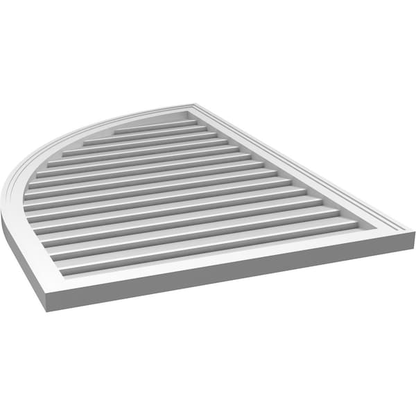 Ekena Millwork Quarter Round Top Left Surface Mount PVC Gable Vent w/ 2"W x 1-1/2"P Brickmould Frame, 30"W x 42"H - GVPQL30X4202SF