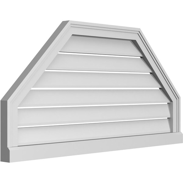 Ekena Millwork Octagonal Top Surface Mount PVC Gable Vent w/ 2"W x 2"P Brickmould Sill Frame, 40"W x 20"H - GVPOT40X2003SF