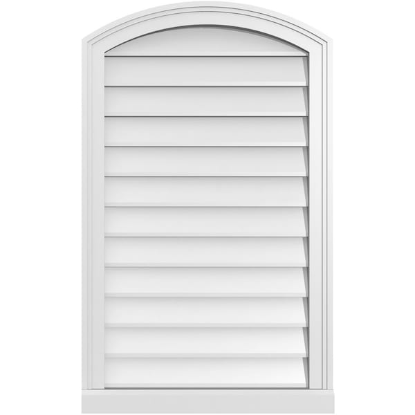 Ekena Millwork Arch Top Surface Mount PVC Gable Vent: Functional, w/ 2"W x 2"P Brickmould Sill Frame, 22"W x 36"H - GVPAR22X3603SF