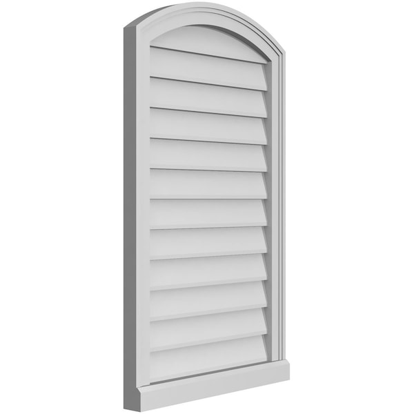 Ekena Millwork Arch Top Surface Mount PVC Gable Vent: Functional, w/ 2"W x 2"P Brickmould Sill Frame, 22"W x 36"H - GVPAR22X3603SF