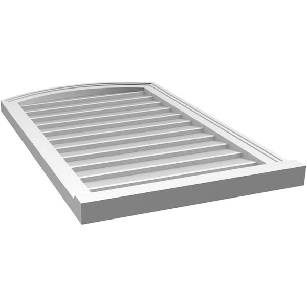Ekena Millwork Arch Top Surface Mount PVC Gable Vent: Functional, w/ 2"W x 2"P Brickmould Sill Frame, 22"W x 36"H - GVPAR22X3603SF