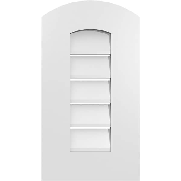 Ekena Millwork Arch Top Surface Mount PVC Gable Vent: Non-Functional, w/ 3-1/2"W x 1"P Standard Frame, 12"W x 20"H - GVPAR12X2001SN
