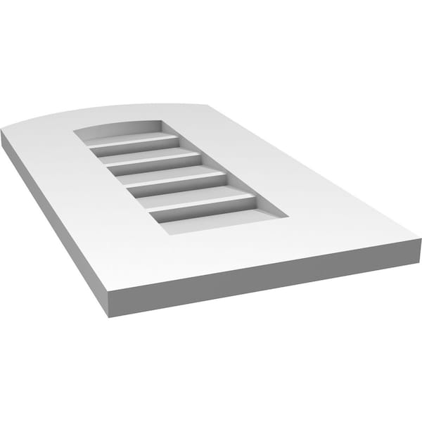 Ekena Millwork Arch Top Surface Mount PVC Gable Vent: Non-Functional, w/ 3-1/2"W x 1"P Standard Frame, 12"W x 20"H - GVPAR12X2001SN