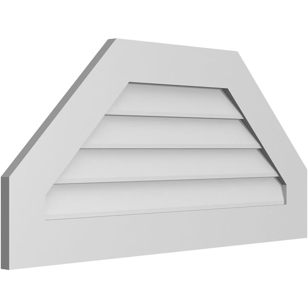 Ekena Millwork Octagonal Top Surface Mount PVC Gable Vent w/ 3-1/2"W x 1"P Standard Frame, 38"W x 18"H - GVPOT38X1801SN