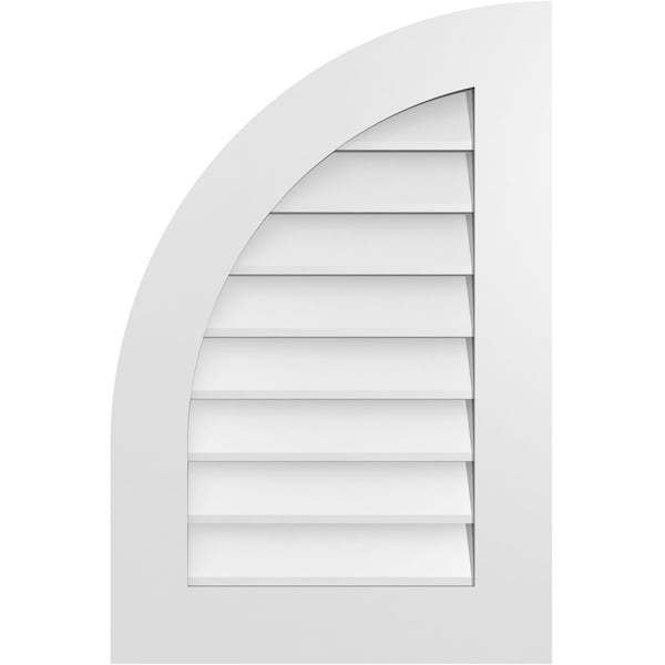 Ekena Millwork Quarter Round Top Left Surface Mount PVC Gable Vent w/ 3-1/2"W x 1"P Standard Frame, 20"W x 30"H - GVPQL20X3001SN