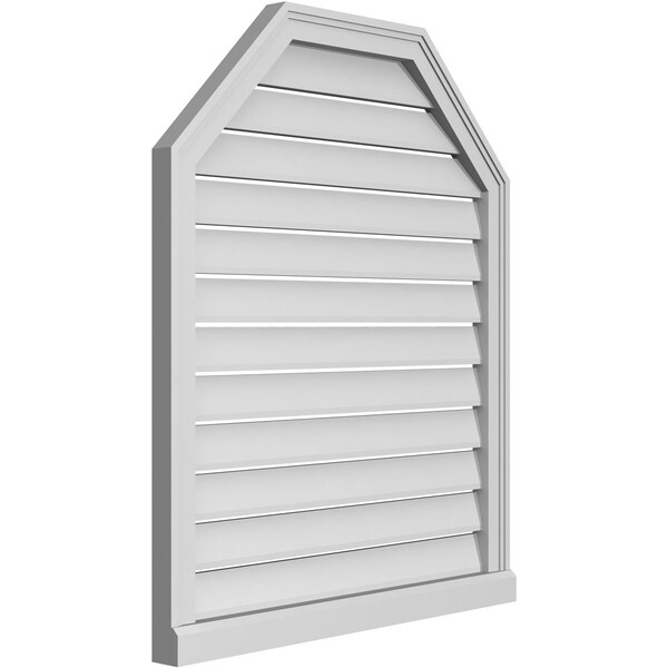 Ekena Millwork Octagonal Top Surface Mount PVC Gable Vent w/ 2"W x 2"P Brickmould Sill Frame, 30"W x 36"H - GVPOT30X3603SF