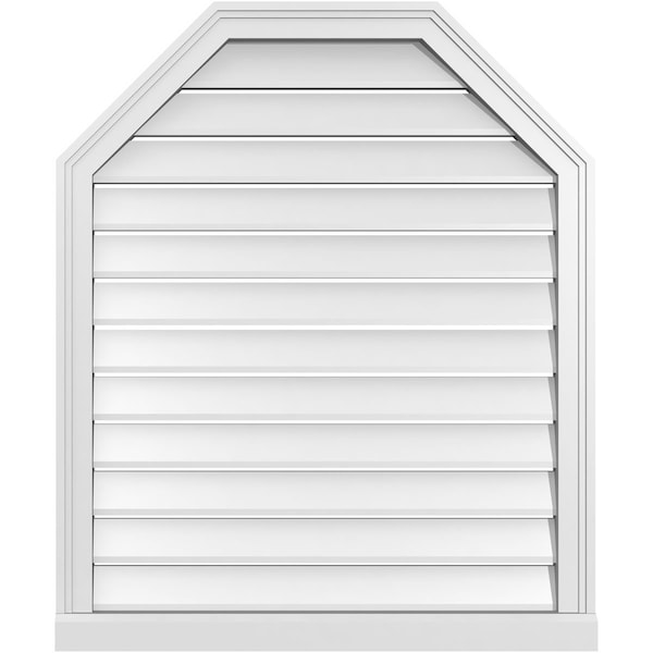 Ekena Millwork Octagonal Top Surface Mount PVC Gable Vent w/ 2"W x 2"P Brickmould Sill Frame, 30"W x 36"H - GVPOT30X3603SF