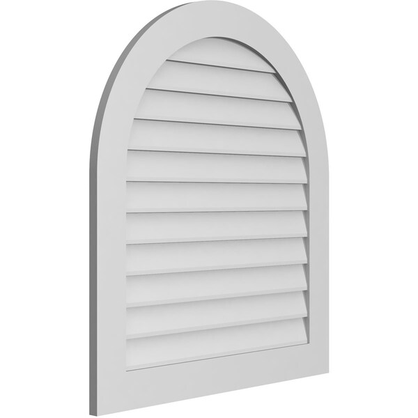 Ekena Millwork Round Top Surface Mount PVC Gable Vent: Non-Functional, w/ 3-1/2"W x 1"P Standard Frame, 34"W x 38"H - GVPRT34X3801SN