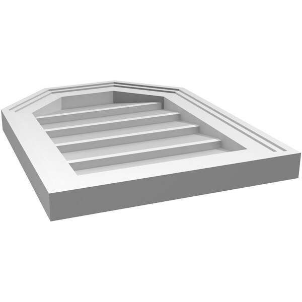 Ekena Millwork Octagonal Top Surface Mount PVC Gable Vent w/ 2"W x 1-1/2"P Brickmould Frame, 14"W x 18"H - GVPOT14X1802SN