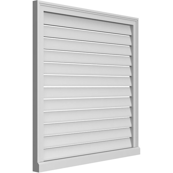Ekena Millwork Vertical Surface Mount PVC Gable Vent: Functional, w/ 2"W x 2"P Brickmould Sill Frame, 36"W x 36"H - GVPVE36X3603SF