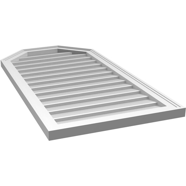 Ekena Millwork Octagonal Top Surface Mount PVC Gable Vent w/ 2"W x 1-1/2"P Brickmould Frame, 22"W x 42"H - GVPOT22X4202SN