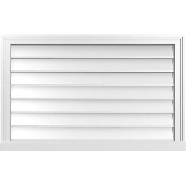 Ekena Millwork Vertical Surface Mount PVC Gable Vent w/ 2"W x 2"H , Brickmould Sill Frame, 38"W x 24"H - GVPVE38X2403SN