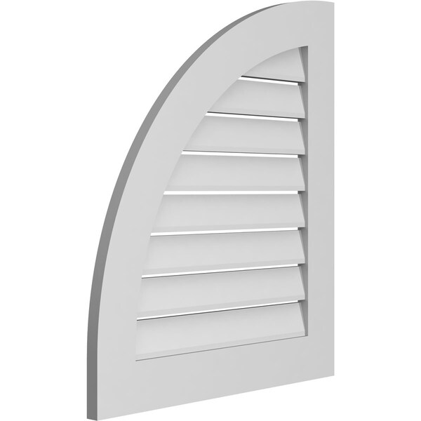 Ekena Millwork Quarter Round Top Left Surface Mount PVC Gable Vent w/ 3-1/2"W x 1"P Standard Frame, 26"W x 30"H - GVPQL26X3001SF