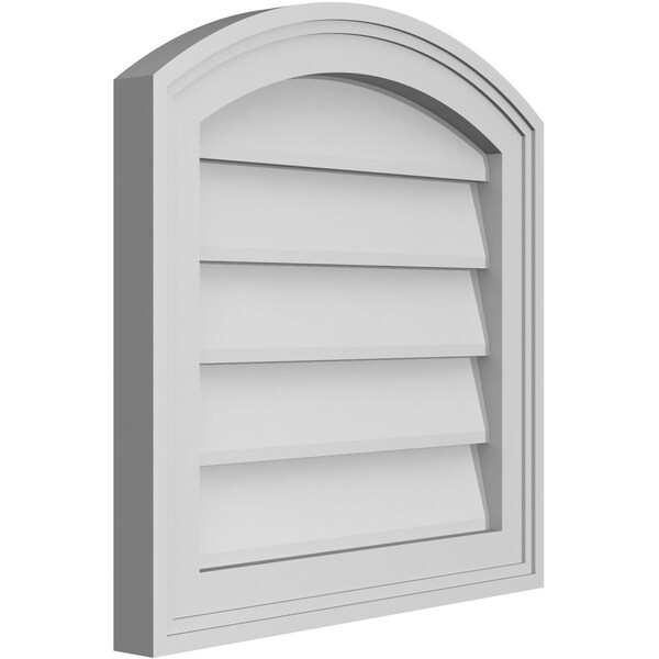Ekena Millwork Arch Top Surface Mount PVC Gable Vent: Functional, w/ 2"W x 1-1/2"P Brickmould Frame, 18"W x 18"H - GVPAR18X1802SF