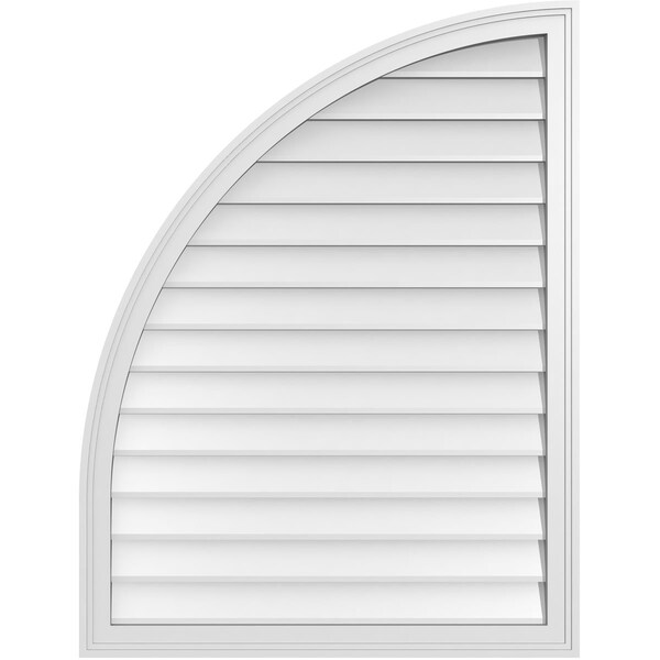 Ekena Millwork Quarter Round Top Left Surface Mount PVC Gable Vent w/ 2"W x 1-1/2"P Brickmould Frame, 32"W x 42"H - GVPQL32X4202SN