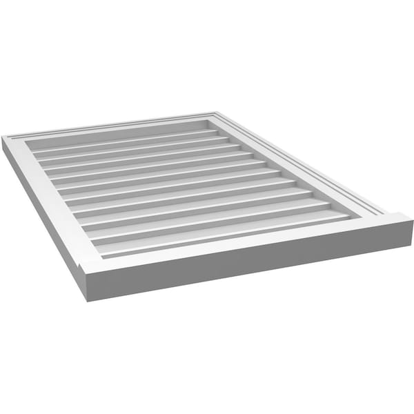 Ekena Millwork Vertical Surface Mount PVC Gable Vent w/ 2"W x 2"H , Brickmould Sill Frame, 24"W x 34"H - GVPVE24X3403SN