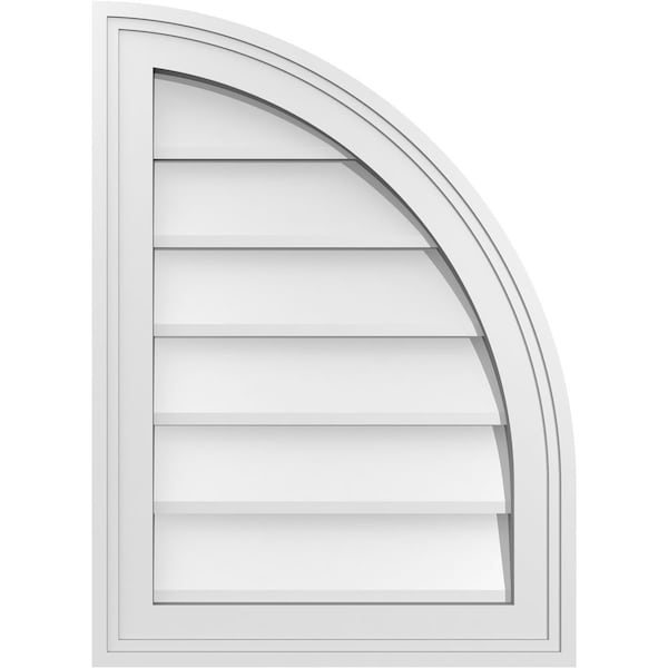 Ekena Millwork Quarter Round Top Right Surface Mount PVC Gable Vent w/ 2"W x 2"P Brickmould Sill Frame, 16"W x 22"H - GVPQR16X2203SN