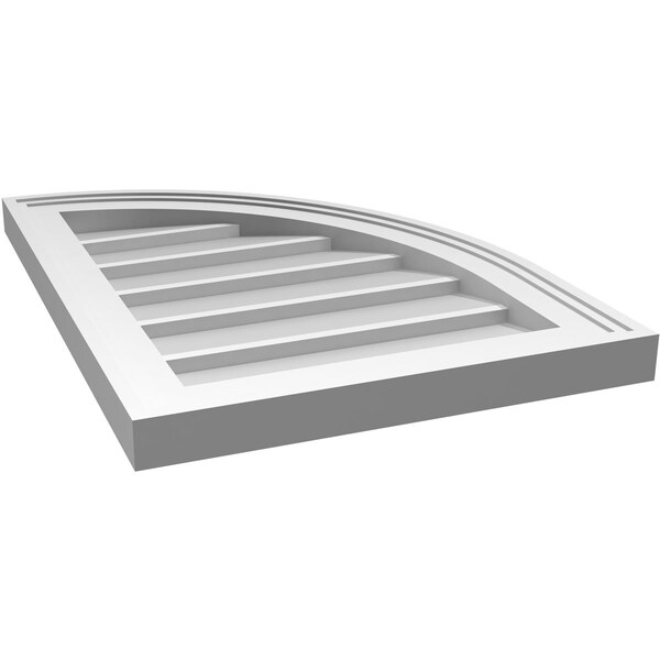 Ekena Millwork Quarter Round Top Right Surface Mount PVC Gable Vent w/ 2"W x 2"P Brickmould Sill Frame, 16"W x 22"H - GVPQR16X2203SN