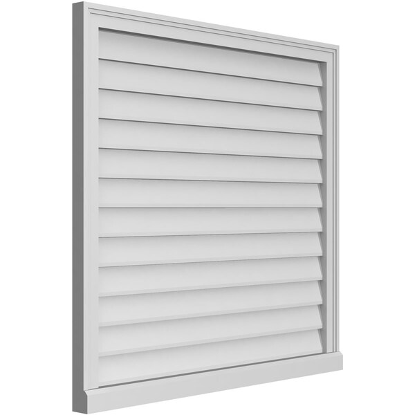 Ekena Millwork Vertical Surface Mount PVC Gable Vent w/ 2"W x 2"H , Brickmould Sill Frame, 38"W x 36"H - GVPVE38X3603SN