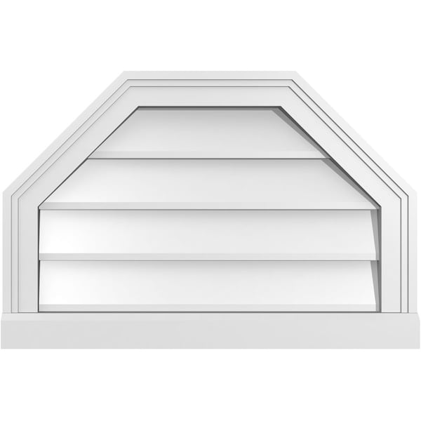 Ekena Millwork Octagonal Top Surface Mount PVC Gable Vent w/ 2"W x 2"P Brickmould Sill Frame, 24"W x 16"H - GVPOT24X1603SN