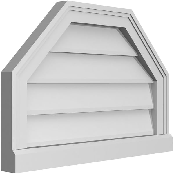 Ekena Millwork Octagonal Top Surface Mount PVC Gable Vent w/ 2"W x 2"P Brickmould Sill Frame, 24"W x 16"H - GVPOT24X1603SN