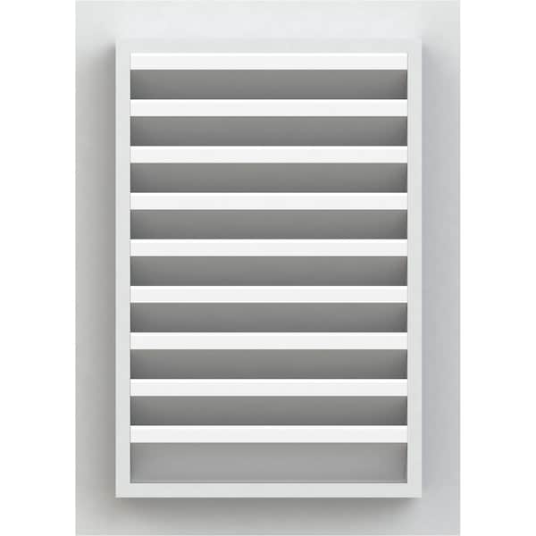 Ekena Millwork Vertical Gable Vent Functional, PVC Gable Vent w/ 1" x 4" Flat Trim Frame, 28"W x 14"H - GVPVE28X1401FUN