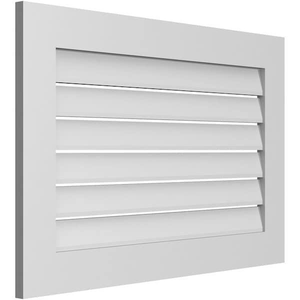 Ekena Millwork Vertical Surface Mount PVC Gable Vent: Functional, w/ 3-1/2"W x 1"P Standard Frame, 36"W x 24"H - GVPVE36X2401SF