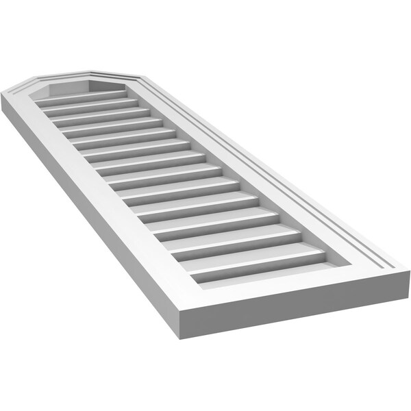 Ekena Millwork Octagonal Top Surface Mount PVC Gable Vent w/ 2"W x 1-1/2"P Brickmould Frame, 12"W x 42"H - GVPOT12X4202SF