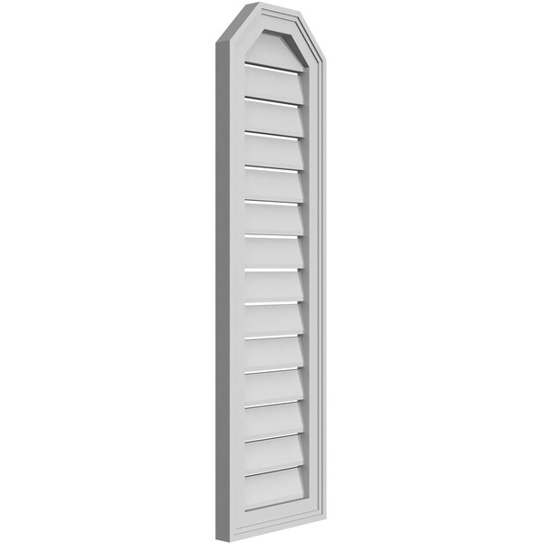 Ekena Millwork Octagonal Top Surface Mount PVC Gable Vent w/ 2"W x 1-1/2"P Brickmould Frame, 12"W x 42"H - GVPOT12X4202SF